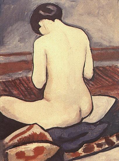 August Macke Sitting Nude with Cushions Germany oil painting art
